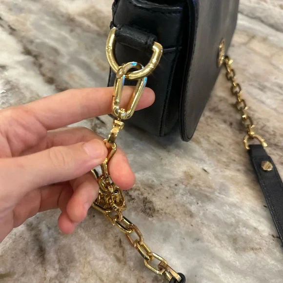 Tory Burch EUC saffiano crossbody deep navy / black - Picture 6 of 8